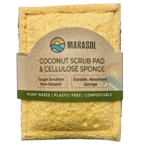 Eco Sponge and Scrub Pad - Cellulose, Coconut Fiber, Plastic-Free